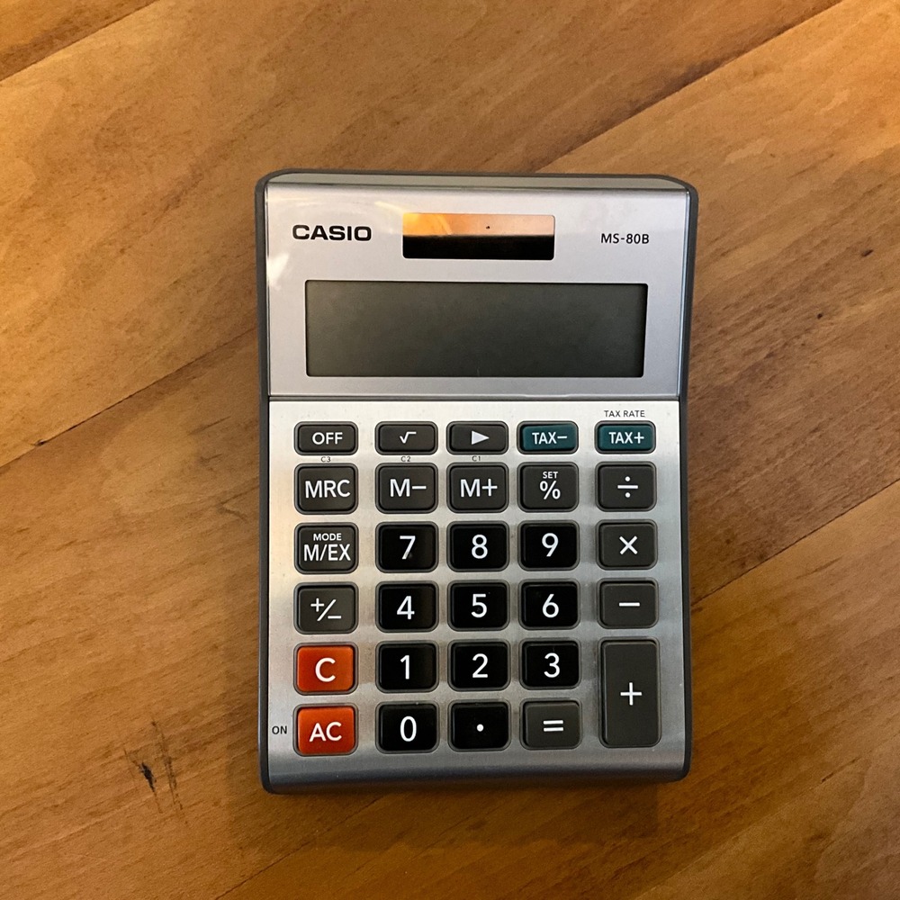 Casio MS-80B Solar Battery Powered Desktop Calculator Tax Functions‎ Works!